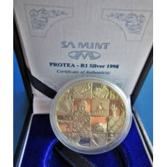 Proof 1998 South Africa Protea Puzzle Silver R1 in SAM Box with COA