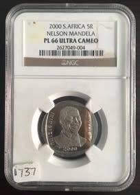 2000 SOUTH AFRICA R5 NELSON MANDELA PL66 ULTRA CAMEO