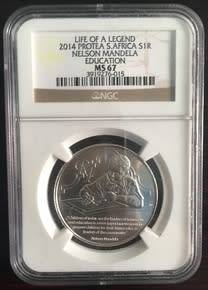 2014 SOUTH AFRICA SILVER R1 PROTEA LIFE OF A LEGEND NELSON MANDELA EDUCATION MS67