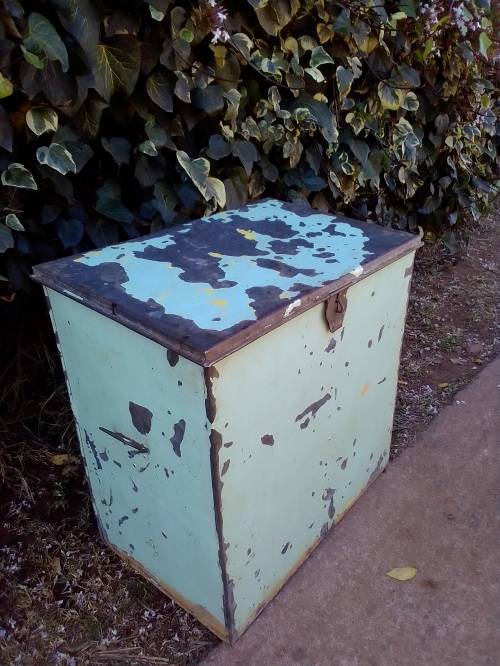 Vintage Flour/Sugar bin. Meelblik Suikerblik double side.