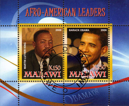 MALAWI - AFRO - AMERICAN LEADERS 2008 (OBAMA & MARTIN LUTHER KING)
