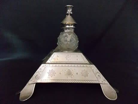 Silver and Cut Crystal Inkwell