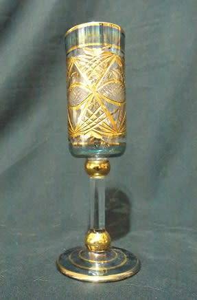 Set of Three Gilded Venetian Champagne Glasses
