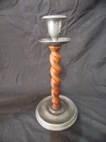 Wood and Pewter Candle Stick