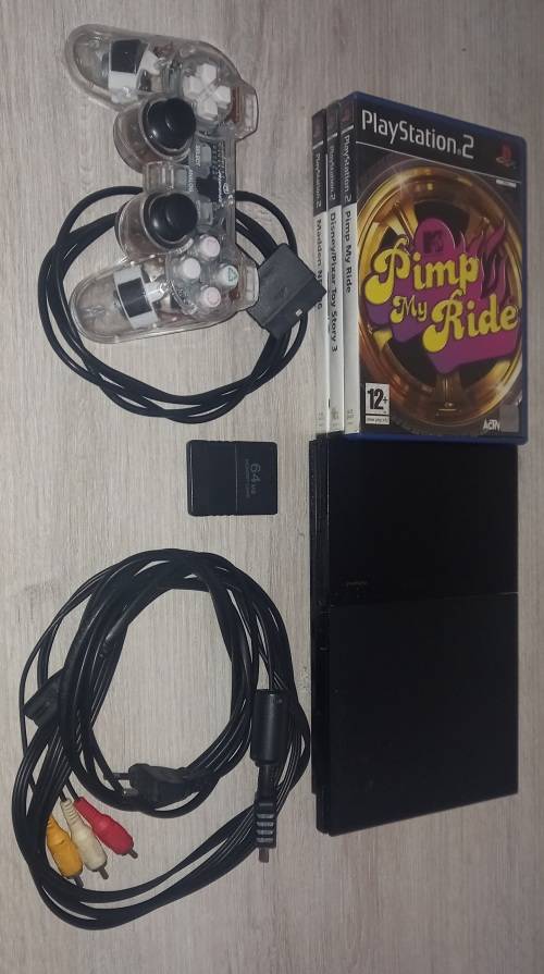 PS2 Slim Console + Memory Card + Games