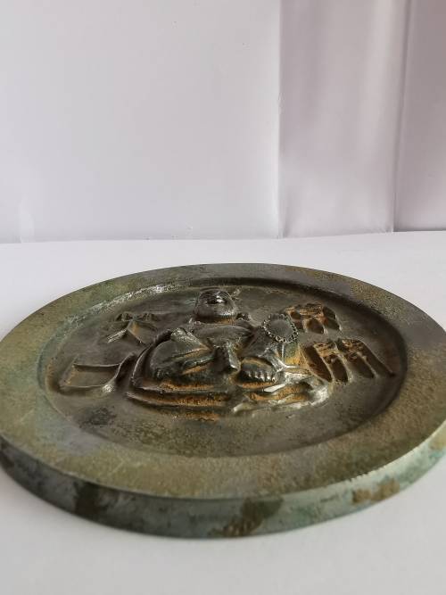 Rare:Late 19th Century Eastern Chinese Bronze Mirror with Laughing Buddha