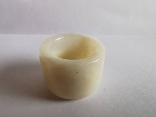 Antique Eastern Chinese  Hetian jade Fingerstall with wooden case