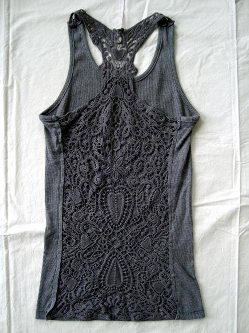 ELEGANT LAVENDER GREY LACE-BACK VEST