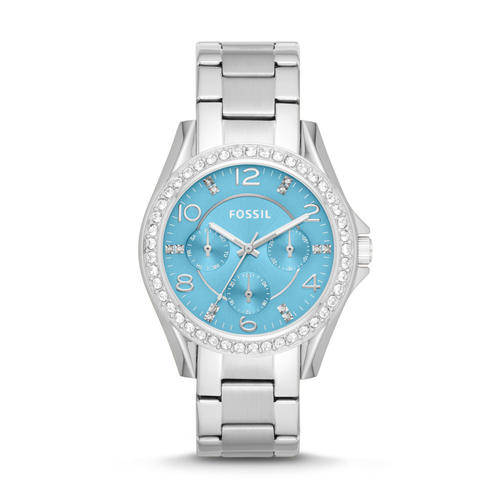 Fossil Riley Blue Dial Stainless Steel Womens Watch ES3529
