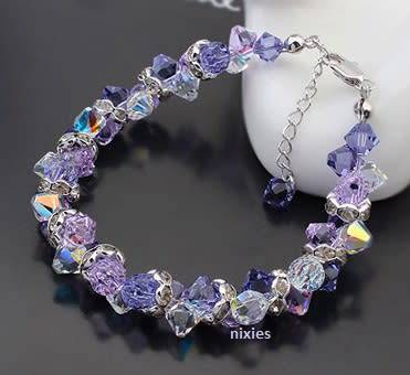 EXQUISITE SOFT AMETHYST REAL SWAROVSKI CRYSTAL BRACELET