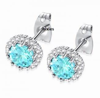 GORGEOUS BLUE TOPAZ SWAROVSKI CRYSTAL EARRINGS