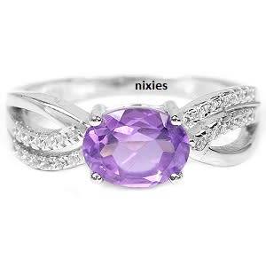 UNIQUE AMETHYST SOLID 925 STERLING SILVER RING - SIZE 6(M)