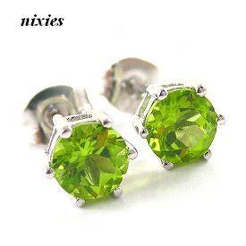 CHARMING 5mm REAL PERIDOT 925 STERLING SILVER STUDS