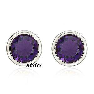 CHARMING REAL AMETHYST 925 STERLING SILVER STUDS