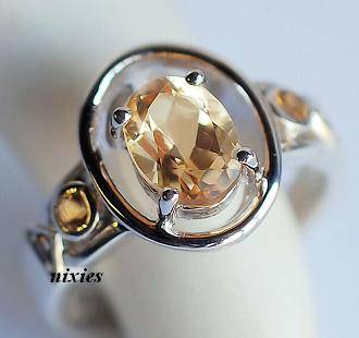 GORGEOUS PURE 925 STERLING SILVER CITRINE RING - SIZE 6(M)