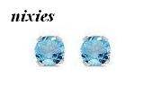 TINY REAL BLUE TOPAZ 925 STERLING SILVER STUDS