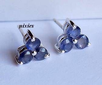 DARLING  SOLID SILVER IOLITE EARRING STUDS