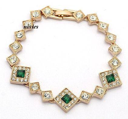 LOVELY EMERALD & DIAMOND SWAROVSKI BRACELET