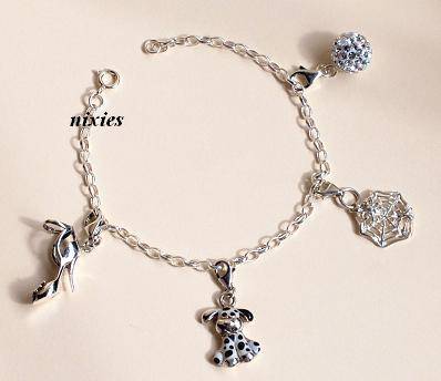 DARLING 4 x CHARM SOLID 925 STERLING SILVER BRACELET