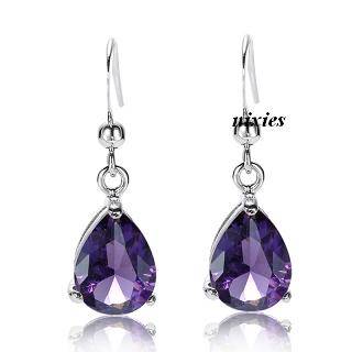 TRENDY WHITE GOLD EP AMETHYST EARRINGS