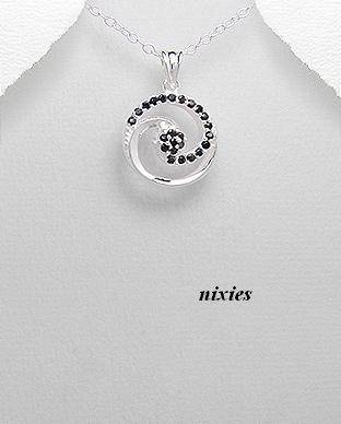 STYLISH BLACK & WHITE DIAMOND PENDANT IN SOLID 925 STERLING SILVER