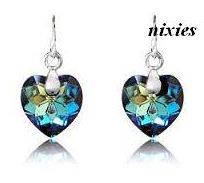 DRAMATIC LONDON BLUE TOPAZ SWAROVSKI HEART EARRINGS