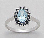 **NEW** PURE 925 STERLING SILVER BLUE TOPAZ & SAPPHIRE RING SIZE 7.5(P)
