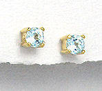 ATTRACTIVE GENUINE 5MM BLUE TOPAZ STUD EARRINGS