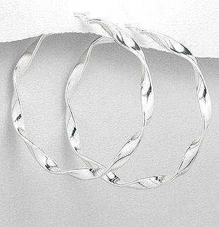 HUGE TWISTED SILVER HUGGIE EARRINGS