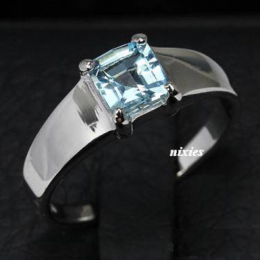 NATURAL BLUE TOPAZ 925 STERLING SILVER RING - SIZE 6.75(N)