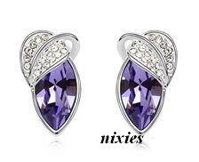 LOVELY RICH AMETHYST SWAROVSKI EARRING STUDS