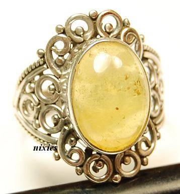 LOVELY SOLID STERLING SILVER CITRINE QUARTZ RING - SIZE 7.5(P)