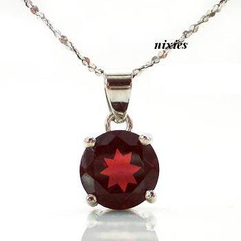 CHARMING 1CT GENUINE GARNET 925 STERLING SILVER PENDANT