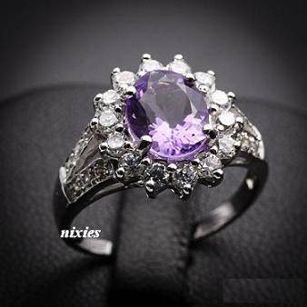 NATURAL AMETHYST  925 STERLING SILVER RING - SIZE 6.75(N)