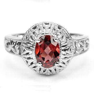 1.50CT GENUINE GARNET 925 STERLING SILVER RING - SIZE 8(Q)