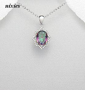 ATTRACTIVE SOLID 925 STERLING SILVER MYSTIC TOPAZ PENDANT