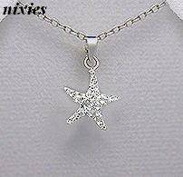 SHIMMERING 925 STERLING SILVER CRYSTAL  "SEA STAR" PENDANT