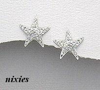 SHIMMERING 925 STERLING SILVER CRYSTAL "SEA STAR" EARRINGS