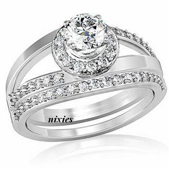 **NEW** SPARKLING 0.80CT DIAMOND CZ WEDDING SET - SIZE 6(M)