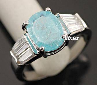 GORGEOUS CRACKED CRYSTAL STAMPED 925 STERLING SILVER RING - SIZE 7.5(P)