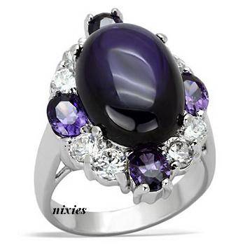 EYE CATCHING AMETHYST CZ COCKTAIL RING - SIZE 6(M)