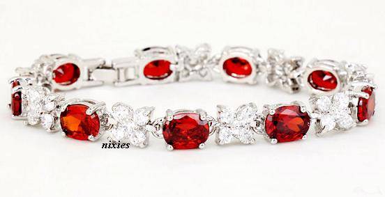 STRIKING RICH GARNET CZ TENNIS BRACELET