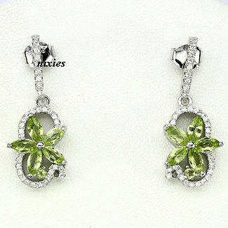 AWESOME REAL PERIDOT 925 STERLING SILVER EARRINGS