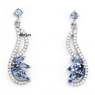 AWESOME REAL TANZANITE 925 STERLING SILVER EARRINGS