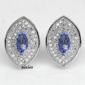 ELEGANT REAL TANZANITE CHUNKY 925 STERLING SILVER STUDS