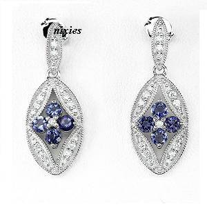AWESOME REAL IOLITE 925 STERLING SILVER EARRINGS
