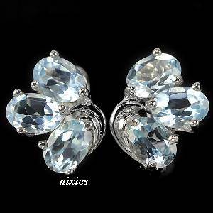GORGEOUS SOLID 925 STERLING SILVER BLUE TOPAZ EARRINGS