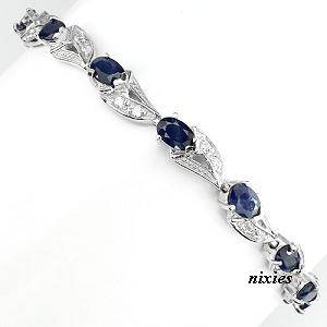 **NEW** DRAMATIC  GENUINE SAPPHIRE 925 STERLING SILVER BRACELET