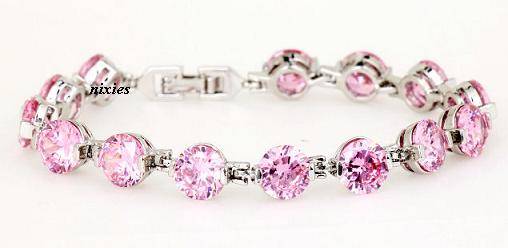 BEAUTIFUL PINK KUNZITE CZ TENNIS BRACELET