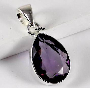 BEAUTIFUL AMETHYST925 STERLING SILVER SOLITAIRE PENDANT